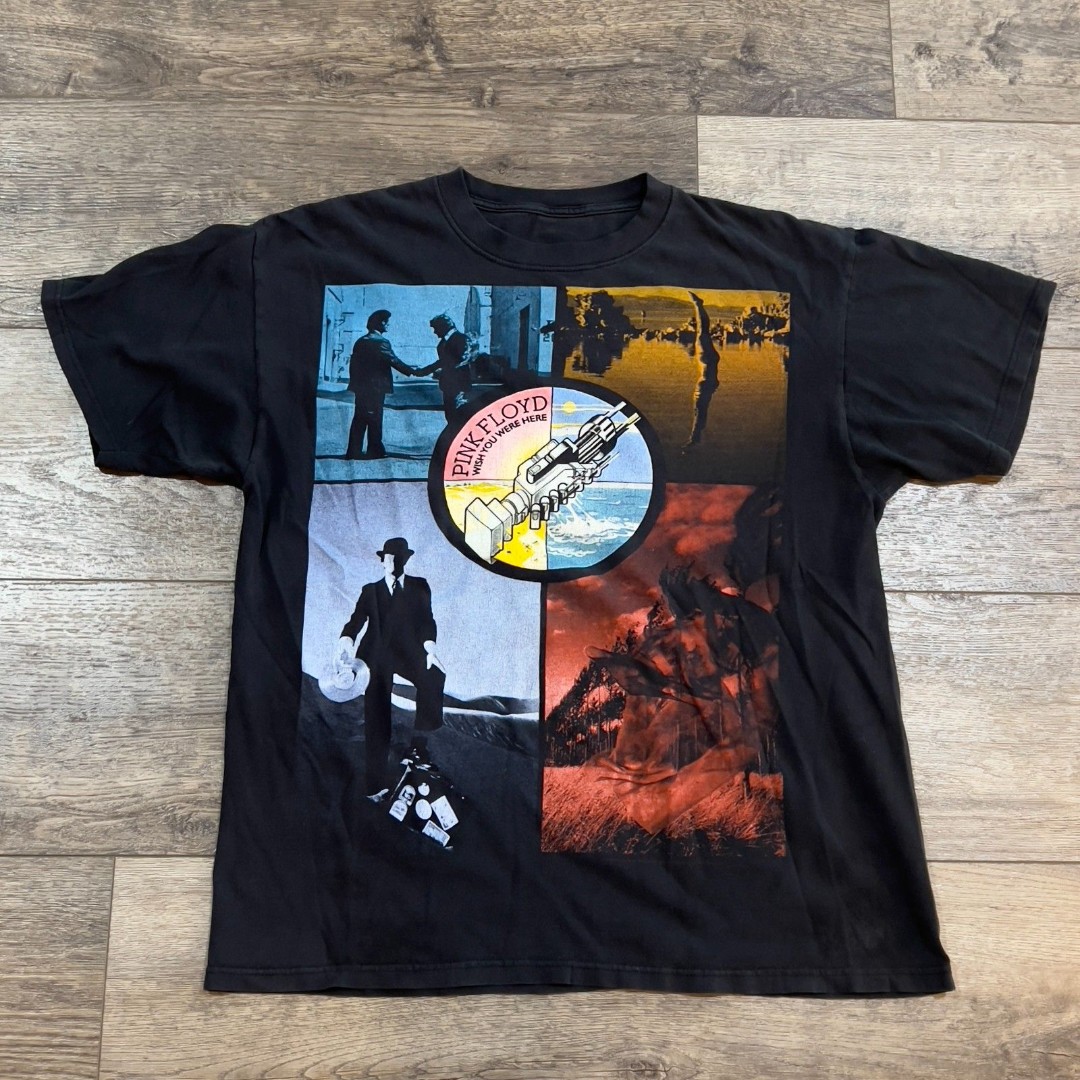 Vintage Y2K Pink Floyd Liquid Blue Wish You Were Here Band Tee Shirt - Men's XL