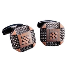 Intricate Laser Cut 3D Design Copper and Gunmetal Cufflinks