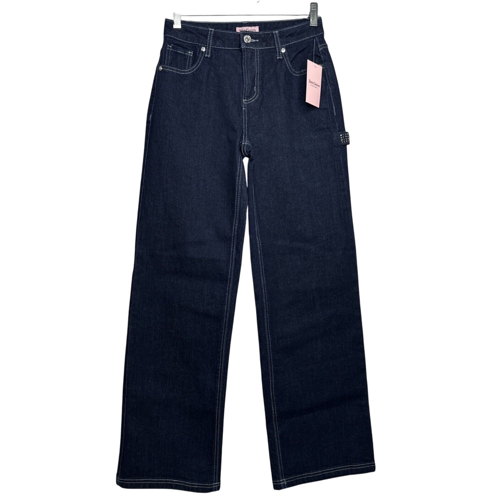 Juicy Couture Dark Abbot Jeans 1/25 Y2K High Rise Wide Leg Relaxed Bedazzled
