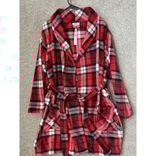 Victoria's Secret PINK Black & Red Plaid Super Soft Short Short Bathrobe XL/XXL