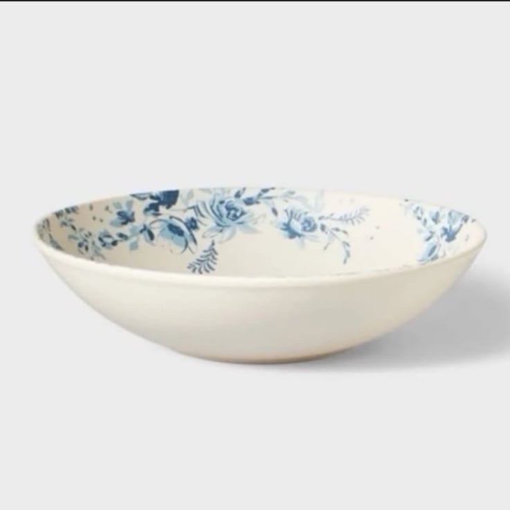 Studio McGee Melamine Floral Serving Bowl Blue-Threshold