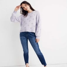 Purple Madewell Pointelle Crewneck Long Sleeve Knit Pullover Sweater (NWT)