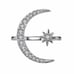 *Sterling Silver Diamond Moon Star Adjustable Ring