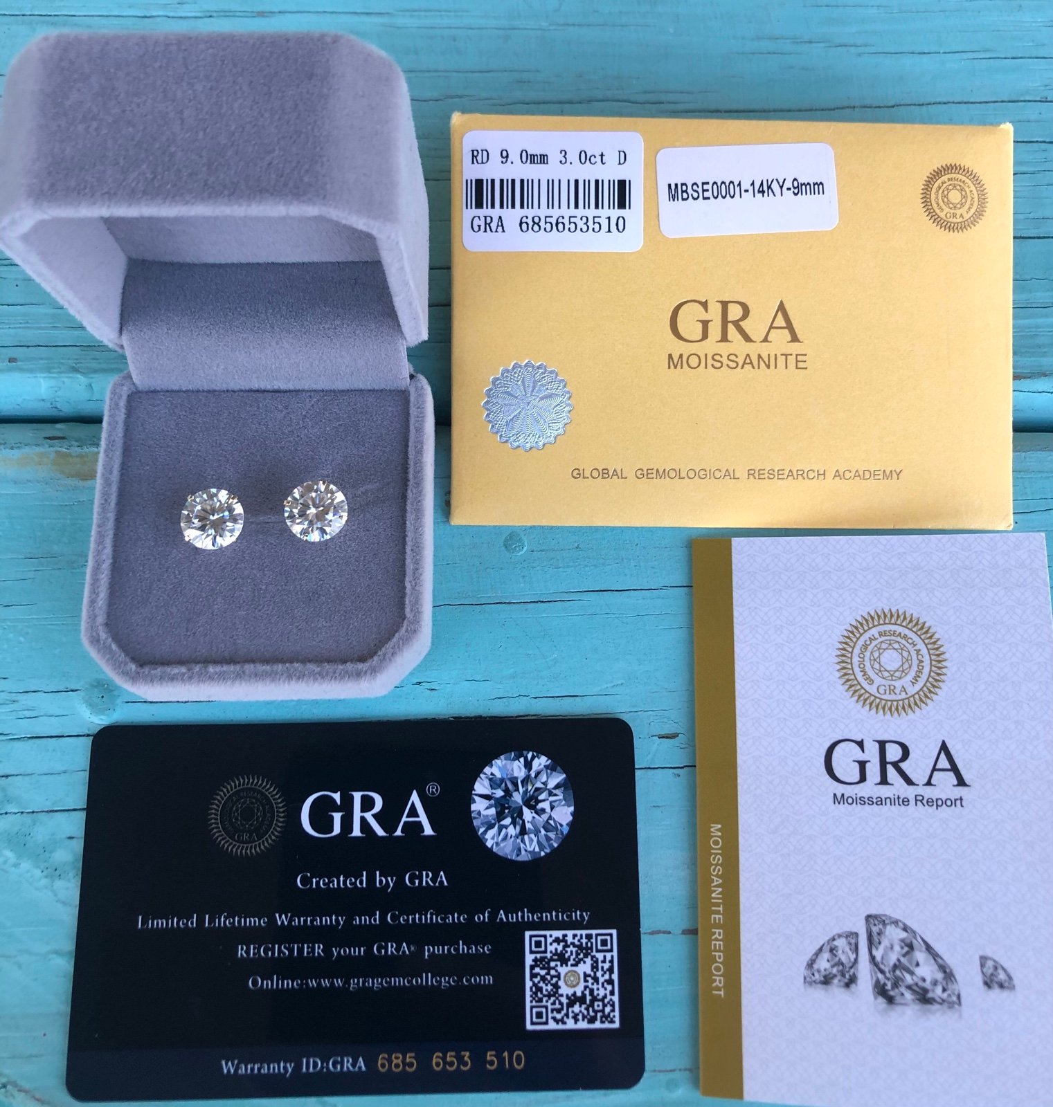 Beautiful New Sterling Silver .925 Moissanite 3 Carat Stud Earrings Passes Diamo