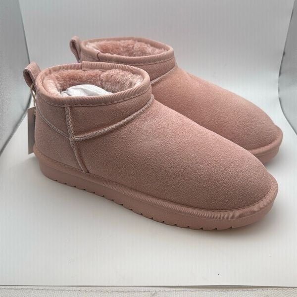 CUSHIONAIRE Women's Hip Genuine Suede Ankle Snow Boots SIZE 8 PINK NEW