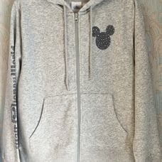 Disney Rhinestone Bedazzled Crystal Zip Hoodie Mickey Icon Sweatshirt M *READ