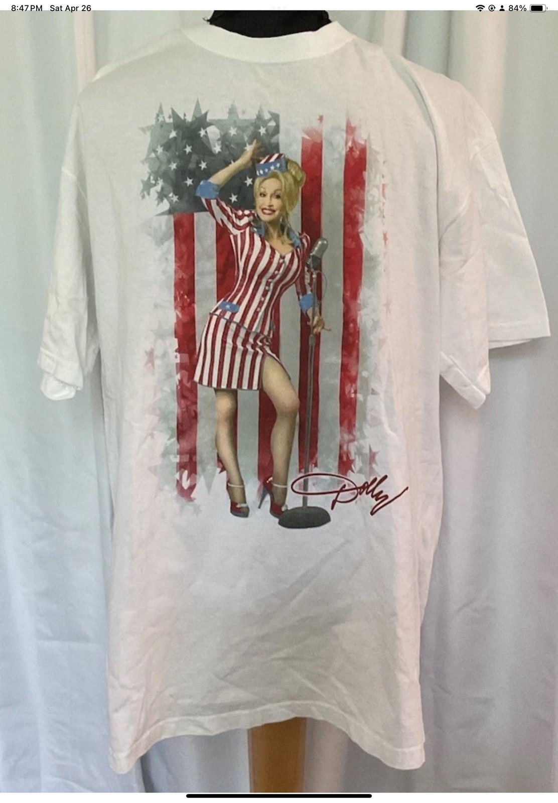 Dolly Parton Patriotic Pin Up Graphic Double Sided Graphic Tour Shirt Mens XL