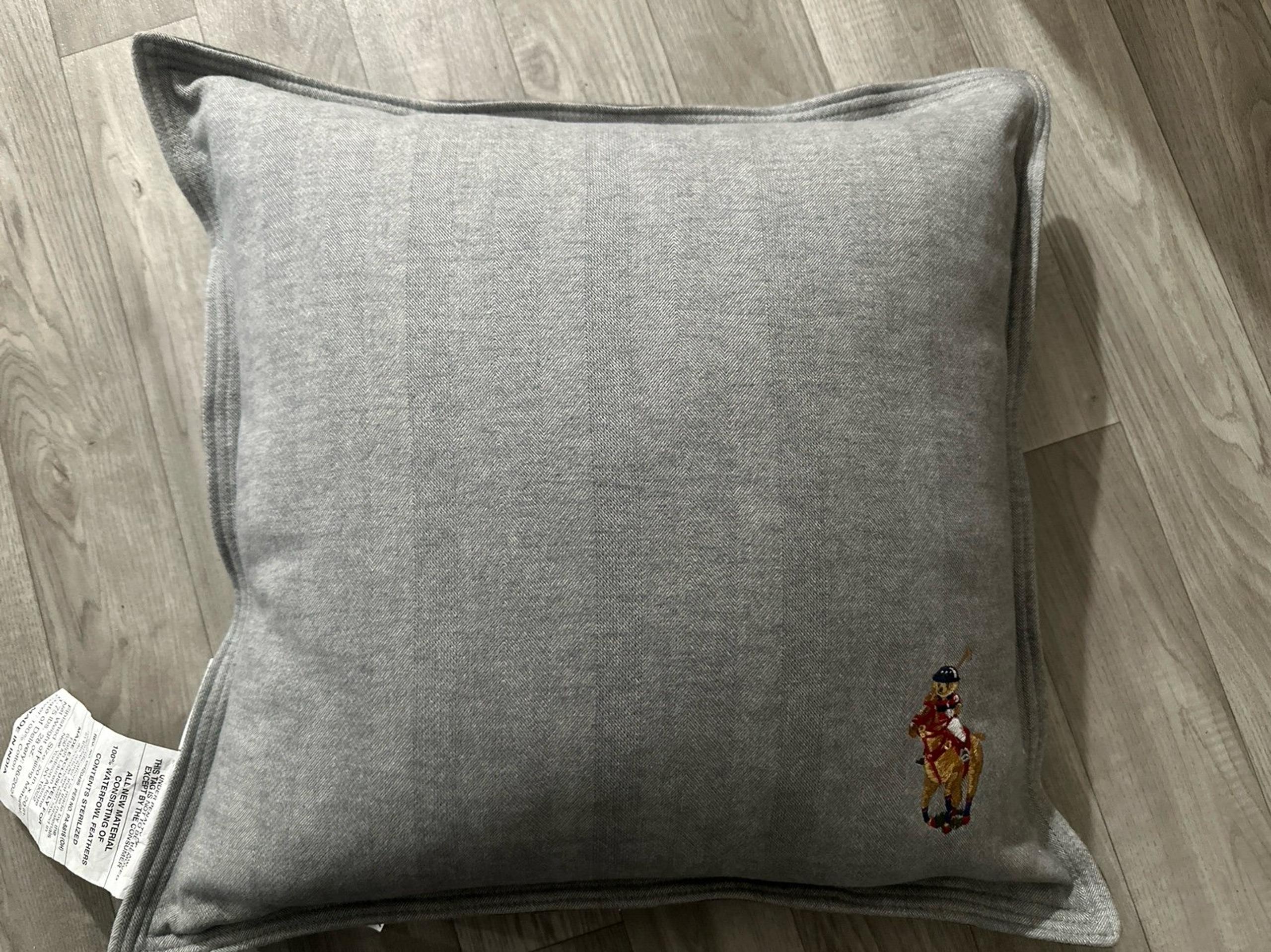 New with Tags Embroidered Ralph Lauren Polo Grey Bear Pillow