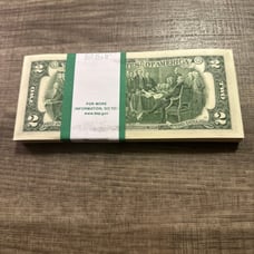 20 count uncirculated USD 2 bills