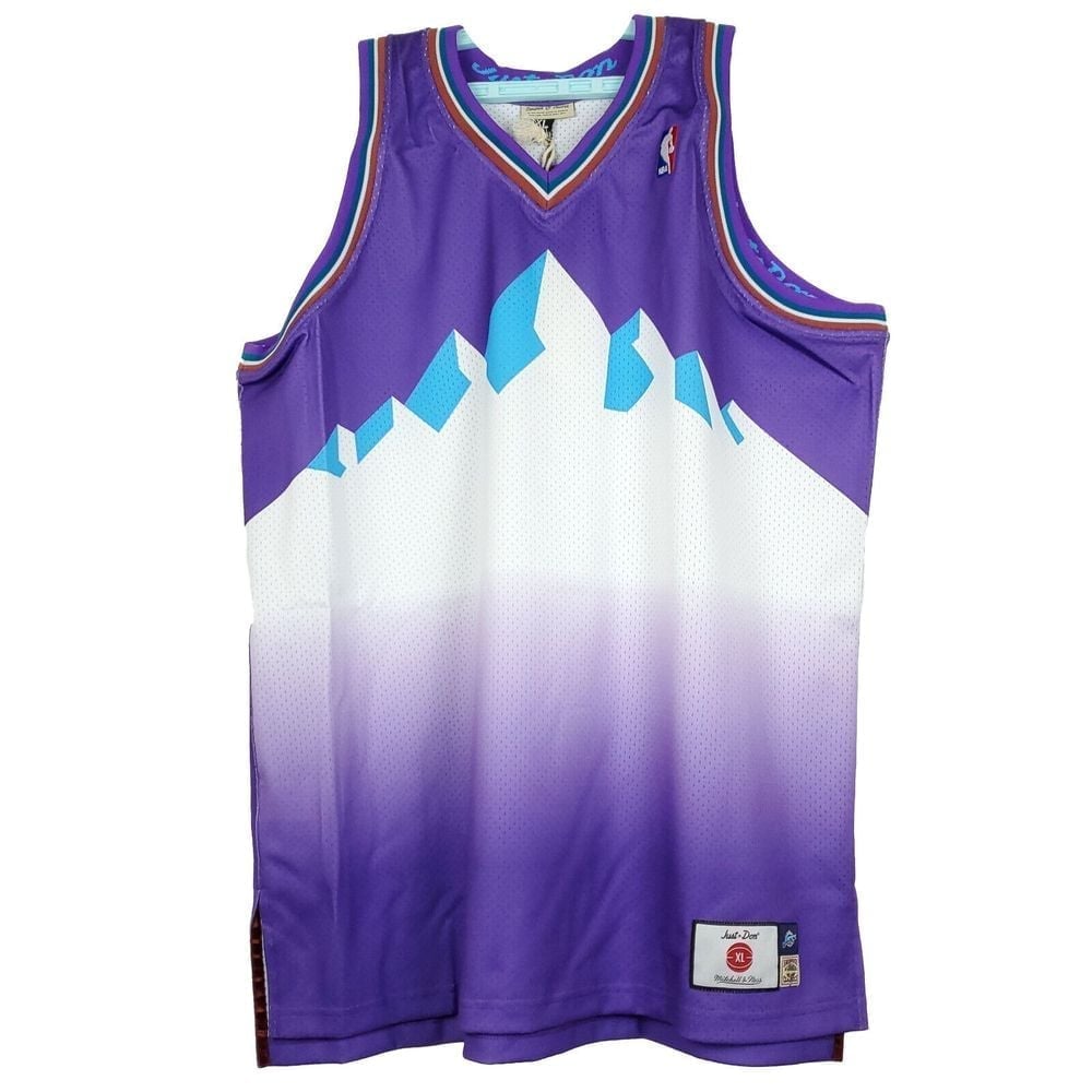 Just Don Utah Jazz Mitchell & Ness NBA XL XLarge Jersey Purple White NWT