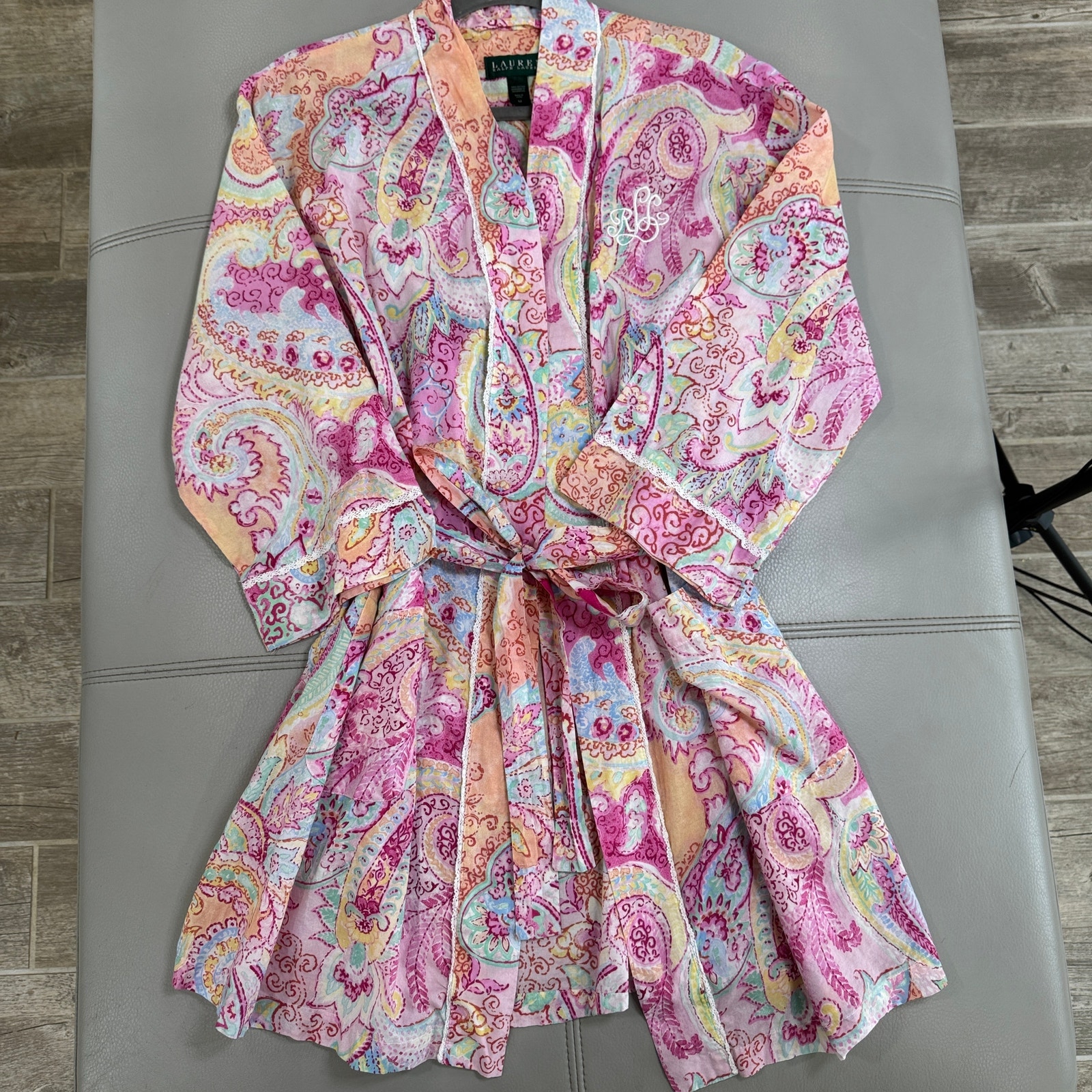Lauren Ralph Lauren Women's M Pink Multi-Color Paisley Robe