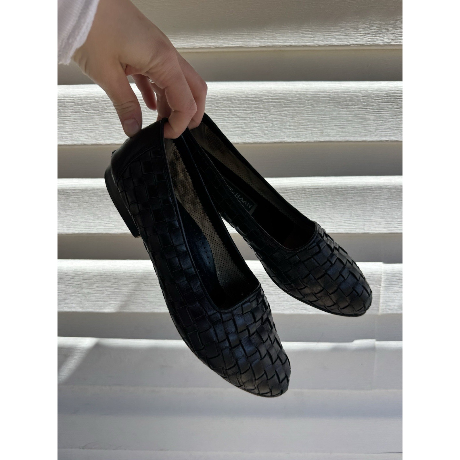 Cole Haan VTG Women's Black Woven Weave Slip-on Loafer Shoes Made in Italy 8.5B