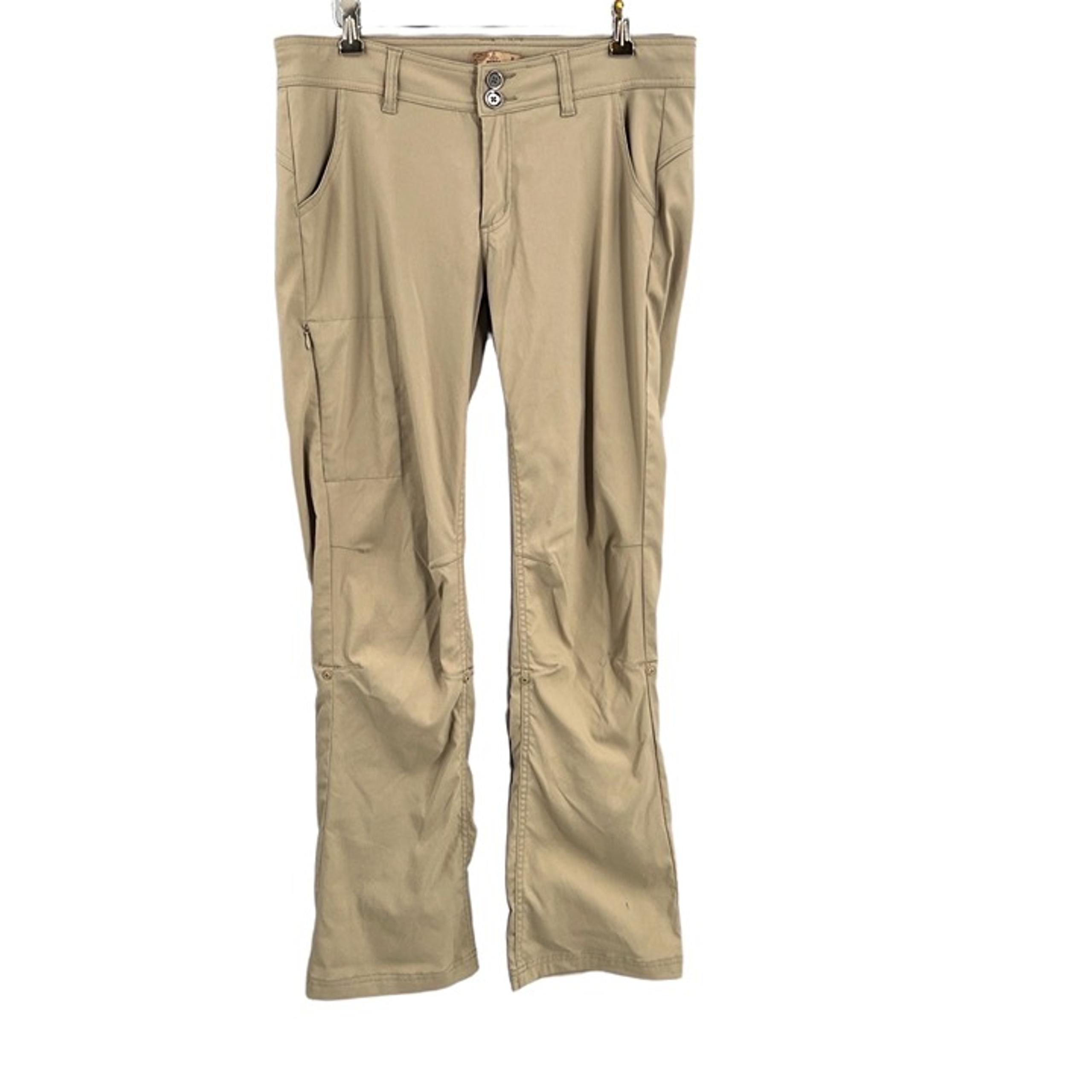 prAna Pants Beige Cargo Roll Up Leg Quick Dry Hiking Travel Outdoor Womens 8