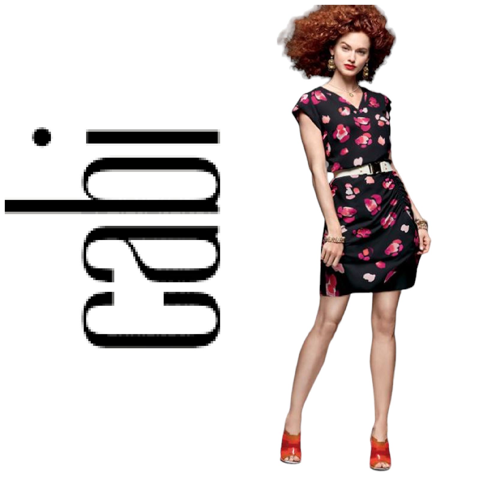 Cabi Sz M Petal Blouse & Skirt Black Painterly Floral Two Piece Skirt Set #5513