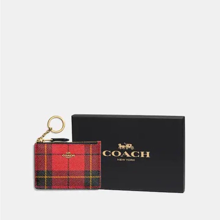 Coach Boxed Slim ID Holder in Plaid NWT