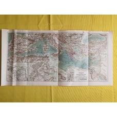 1890 Mediterranean Countries Vintage Geographical Map ORIGINAL 19 x 9.5 C12-6