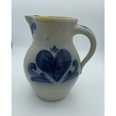 1986 Rockdale Union Stoneware Pitcher - Blue Heart