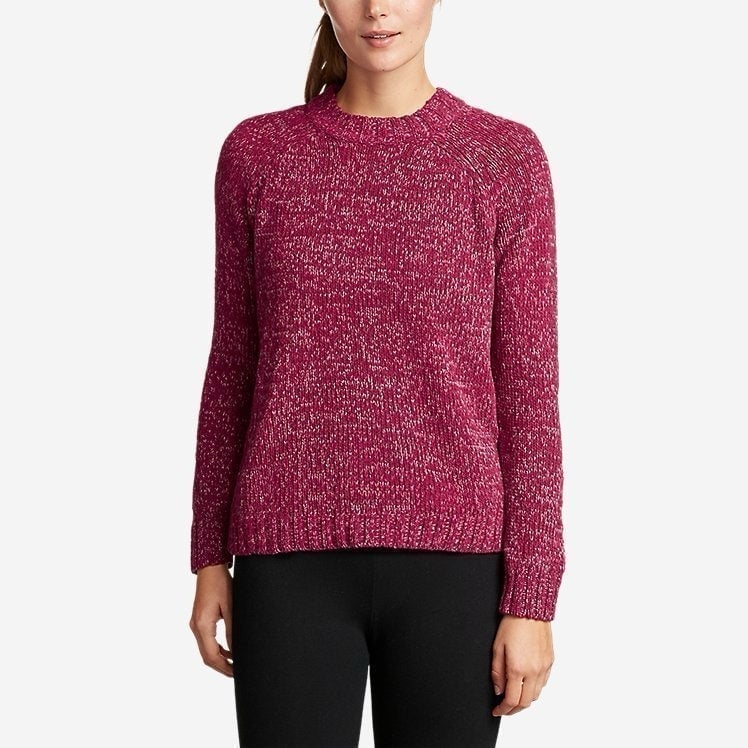 Eddie Bauer NWT Women's Lounge Around Pullover Crew Knit Sweater Size Medium Red