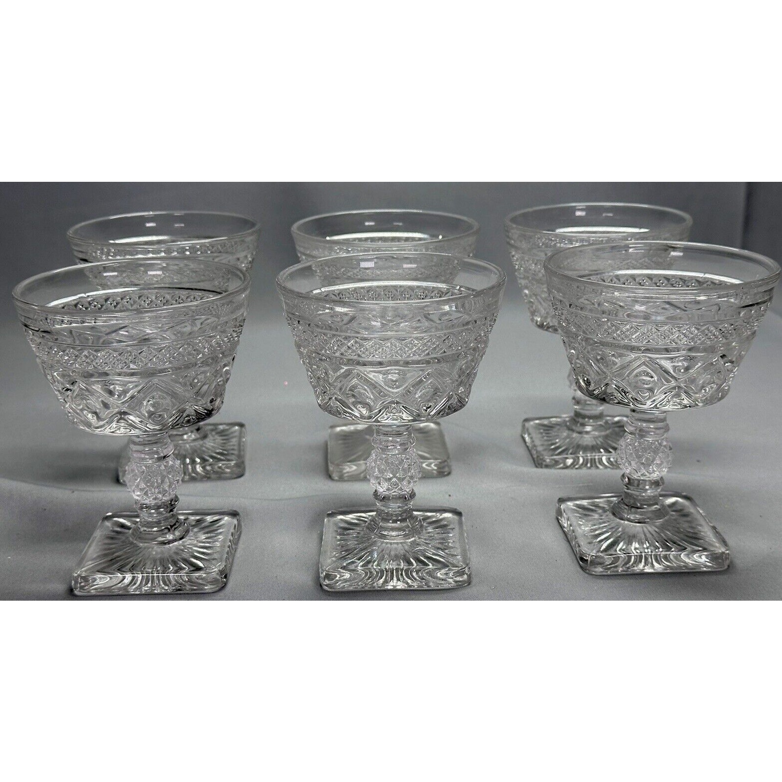 Imperial Cape Cod Clear Glass Set Of 6 Dessert / Sherbet Cups 5 Tall
