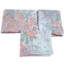 VTG Cannon Twin Sheet Set Peach Pink Pastel Roses 80s Pillowcase Flat Fitted