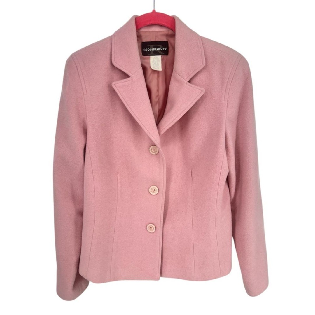 Requirements Pastel Pink Wool Blend Woek Wear Vintage Blazer Size 10 / M