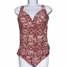 Swimsuits for All Plus Red White Gathered Ruched Padded One Piece Swimwear 14