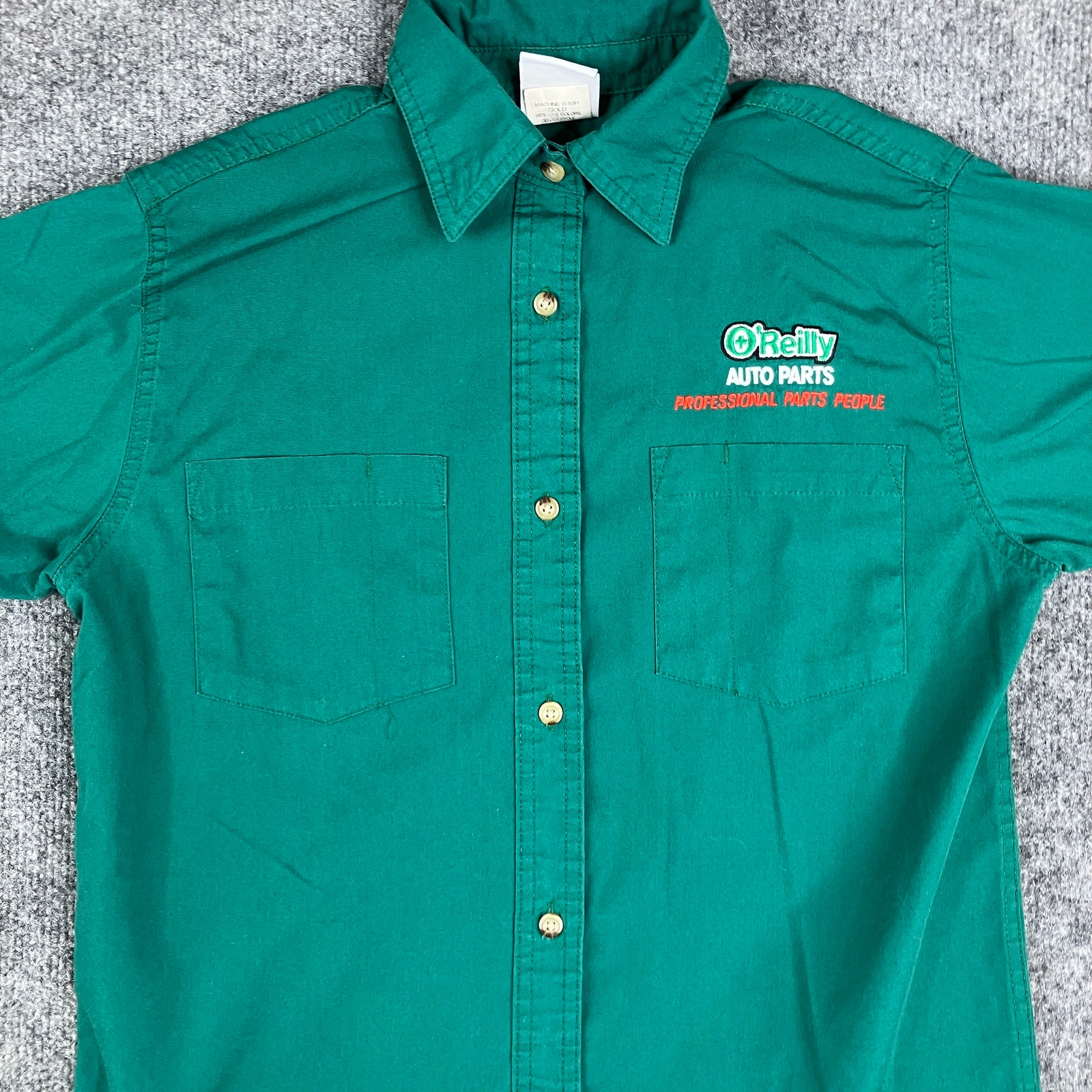 O'Reilly Auto Shirt Womens Small Green Work Uniform Short Sleeve Embroidered Top