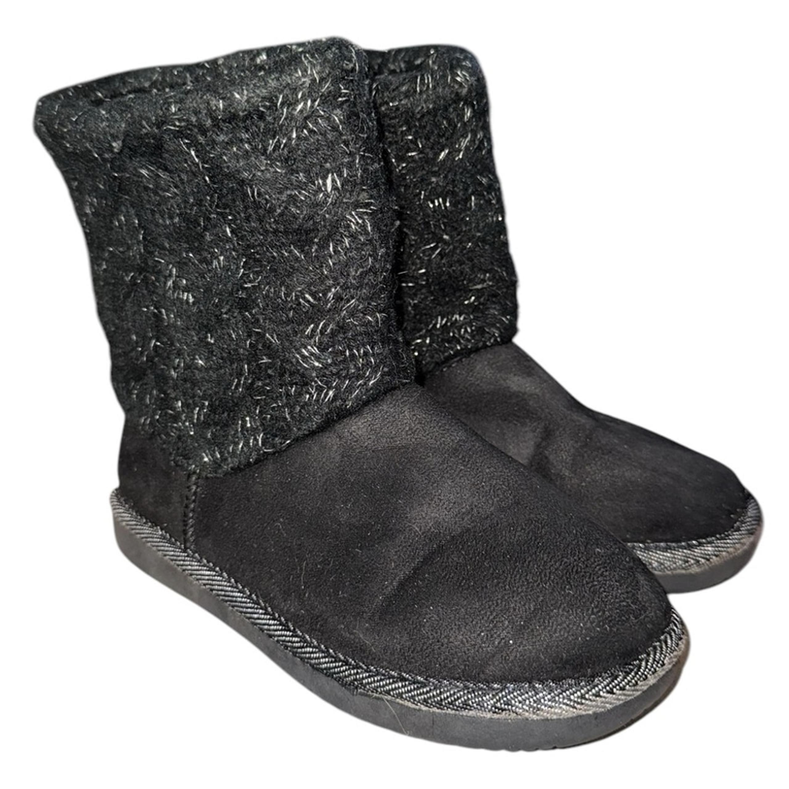 Kids Size 12 Black Knit Cuff Winter Boots