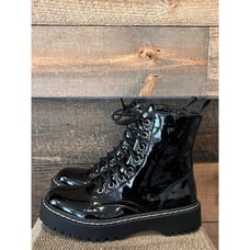 Sincerely Jules Harley 2 Womens Combat Boots Shiny 7 M Side Zip EUC