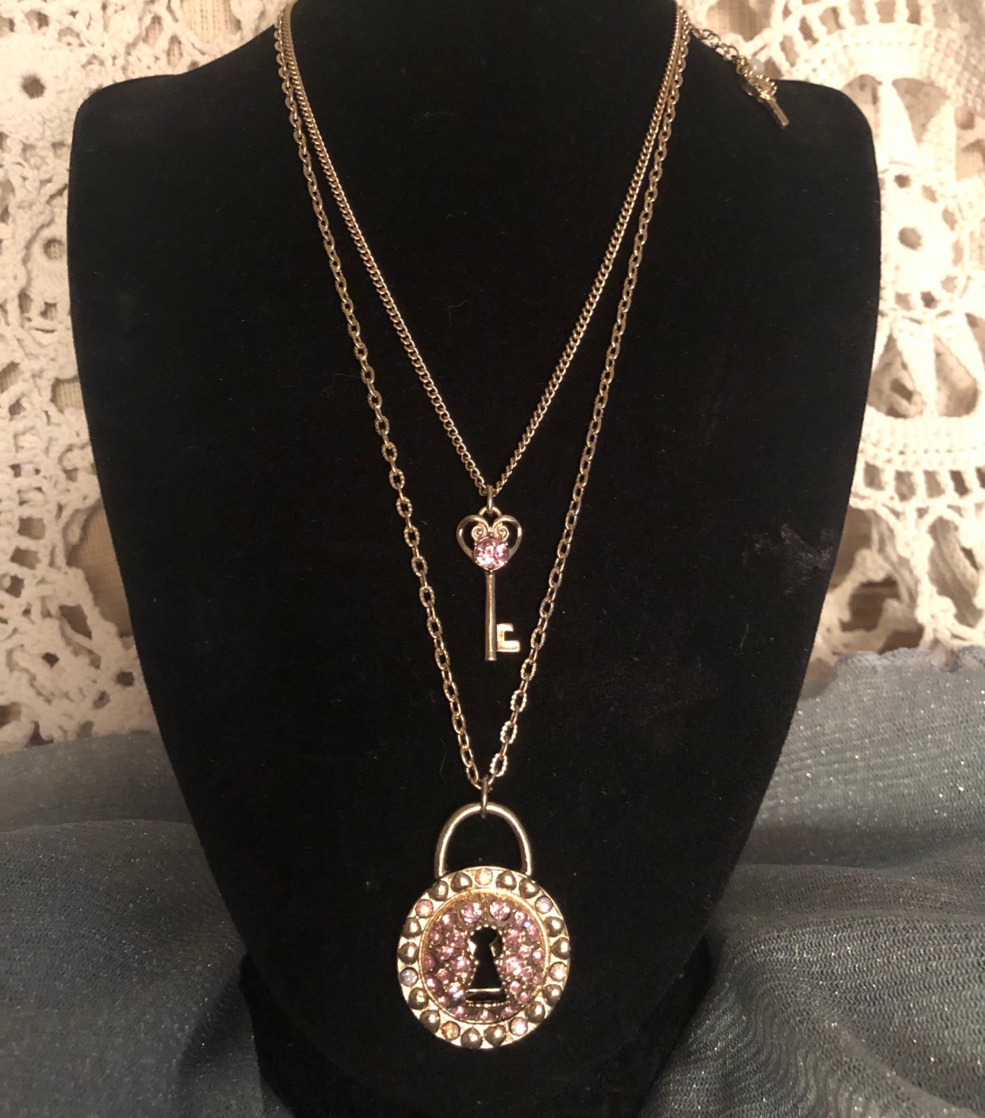 Vintage Betsey Johnson Lock & Key Necklace