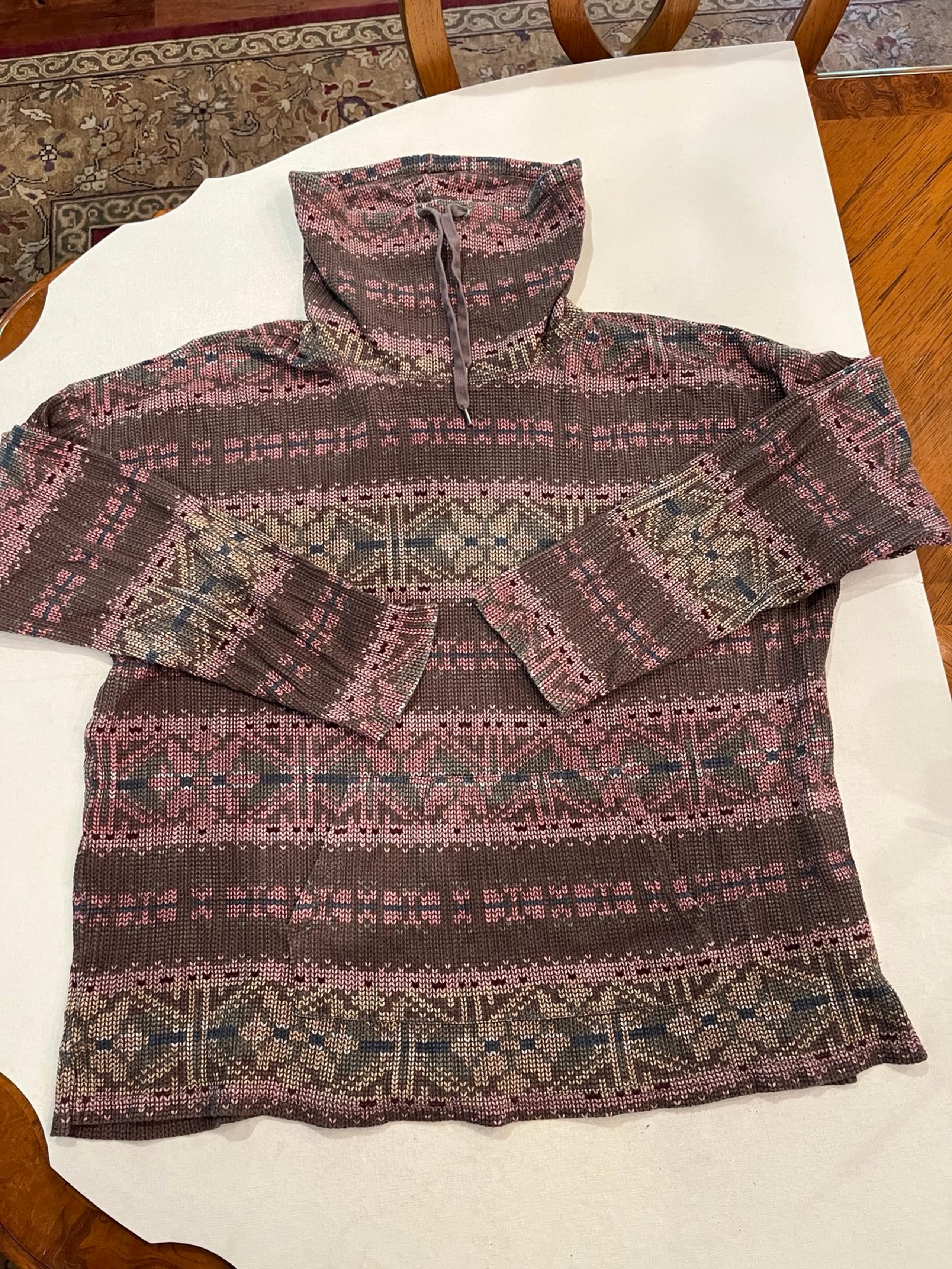 Chaps Pink and Brown fair isle style knit cowl turtleneck tunic top. GUC!