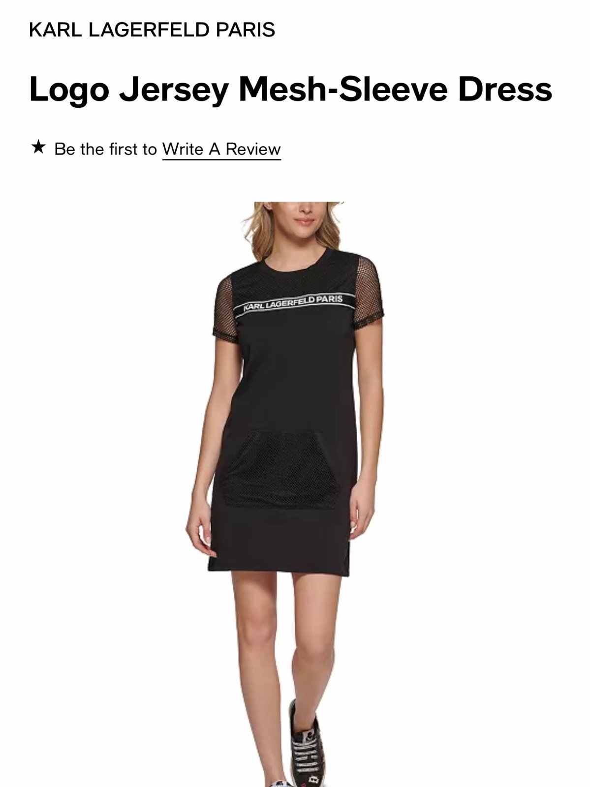 KARL LAGERFELD PARIS Logo Jersey Mesh-Sleeve Dress