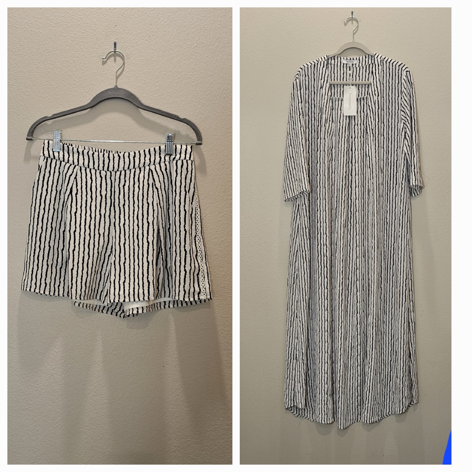 NWT Lucy Paris Striped Cardigan/Shorts set Size M