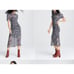 Rag and Bone Maris Midi Dress Women's 4 Black Print Silk Sheer Short Sleeve Part