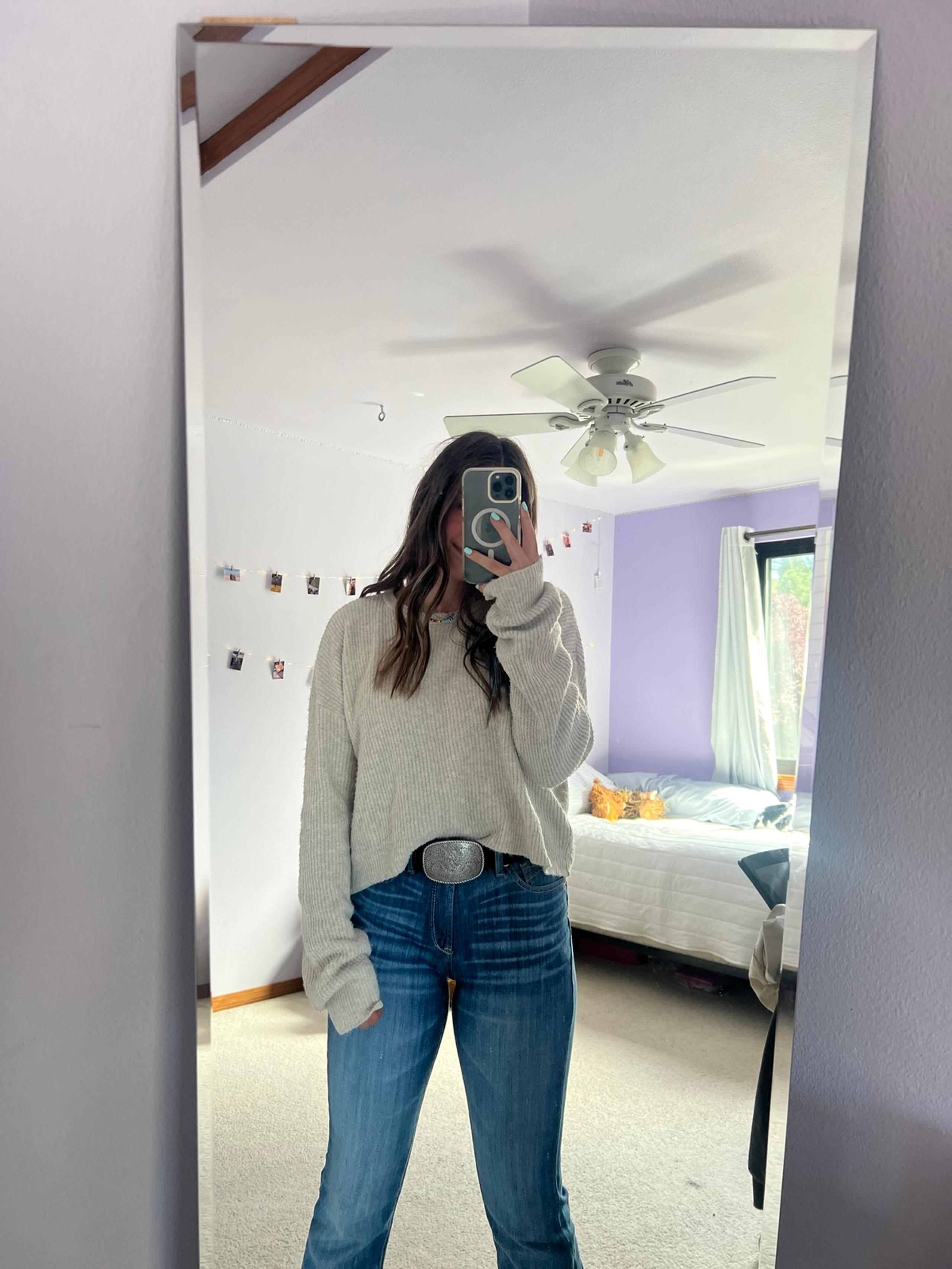 Oatmeal colored cropped sweater