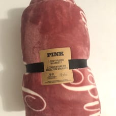 Victoria’s Secret PINK Cozy Sherpa Blanket & Logo Print NWT
