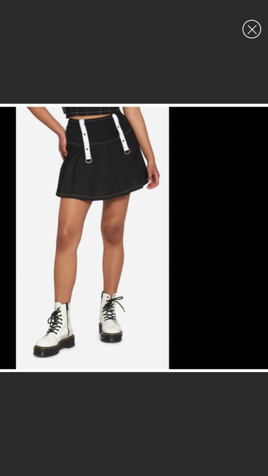 Royal Bones Punk Gothic White Grommet Straps Pleated Mini Skirt L