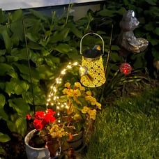 Solar Watering Can with Lights,2 Pack Large Solar Lanterns Outdoor Hanging