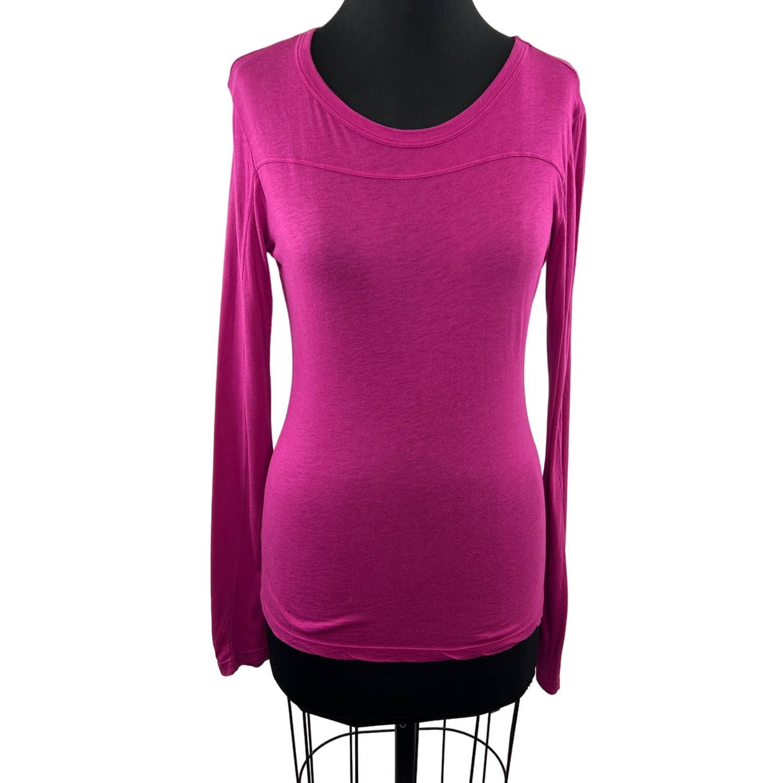 JAMES PERSE Magenta Pink Long Sleeve Crew Neck Cotton Slub Tee USA Casual 2 M
