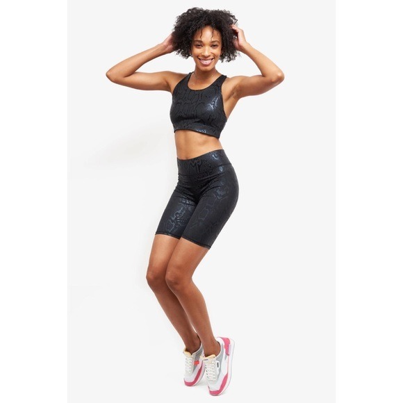 Terez Black Snakeskin Foil Bike Short Size XS