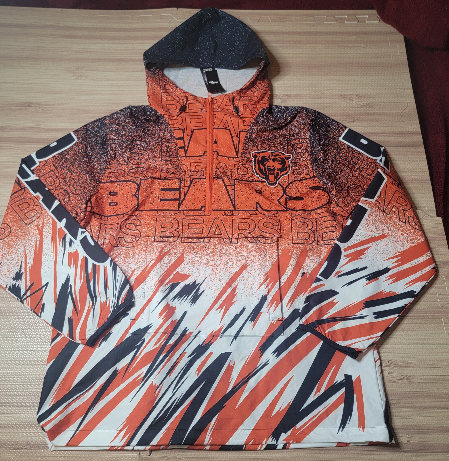 CHALK LINE NFL APPAREL BEARS SKETCH ORG ANORAK JACKET MEN'S SIZE LARGE