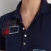 LAUREN Ralph Lauren Patchwork Piqué Polo Shirt Women's Size M Navy Top