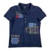 LAUREN Ralph Lauren Patchwork Piqué Polo Shirt Women's Size M Navy Top