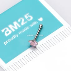 14 Karat White Gold Prong Set Star Gem Nose Stud Ring