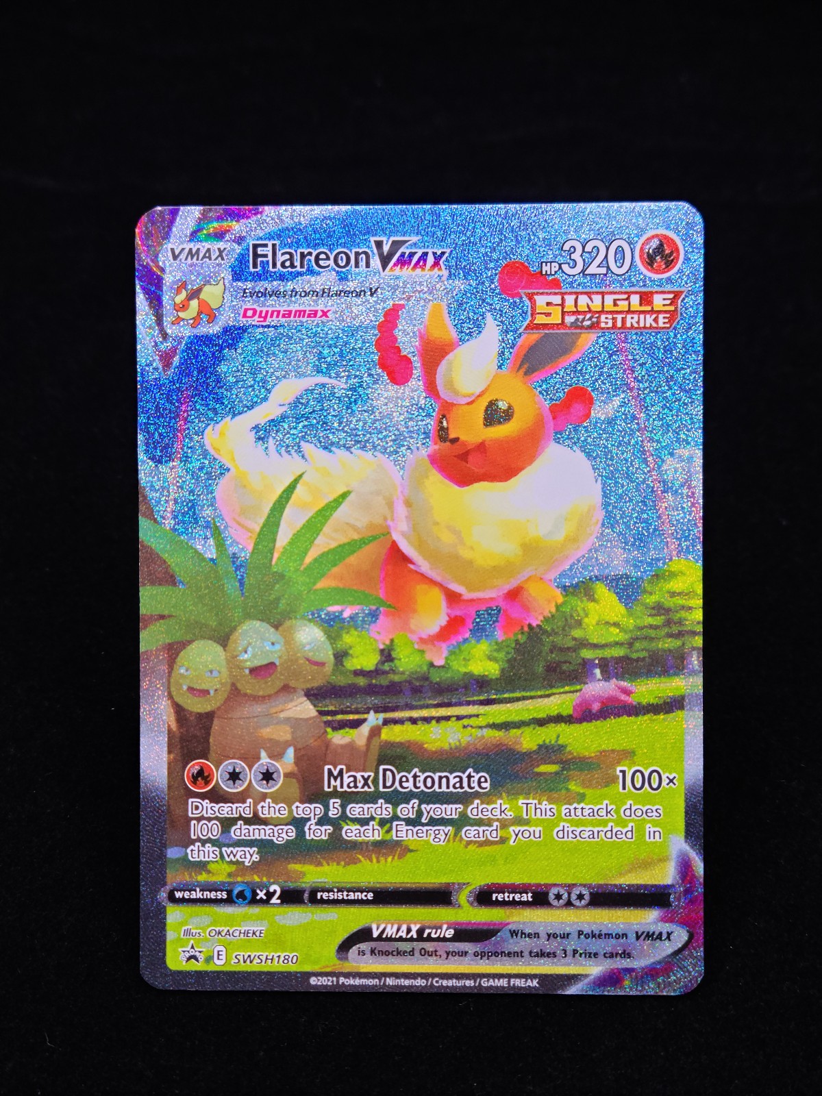 Pokemin TCG Flareon VMax SWSH180 Alternate Art Full Art Holo Black Star Promo