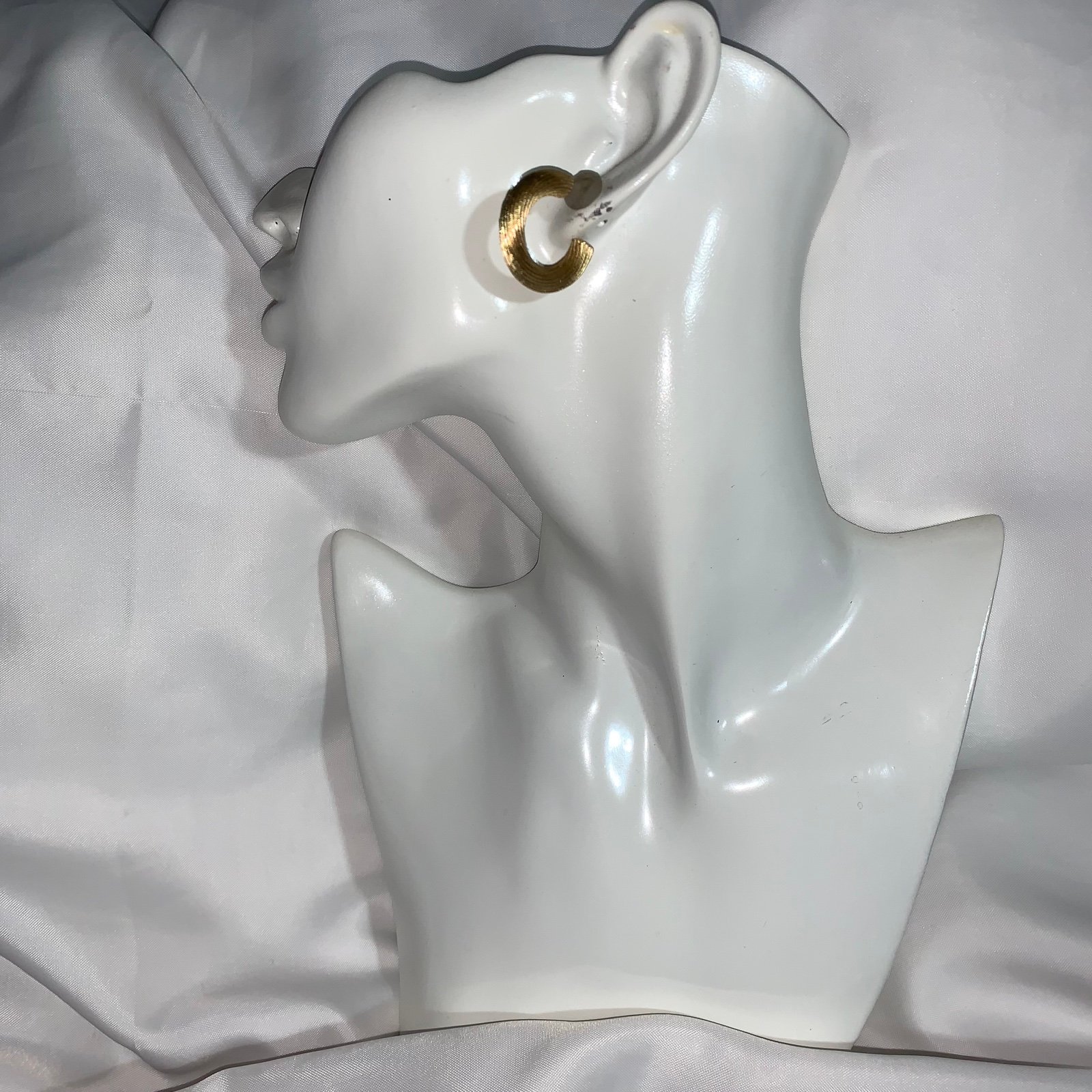 vintage CHRISTIAN DIOR 14k gold plate OPEN HOOP EARRINGS Solid wire cable twist
