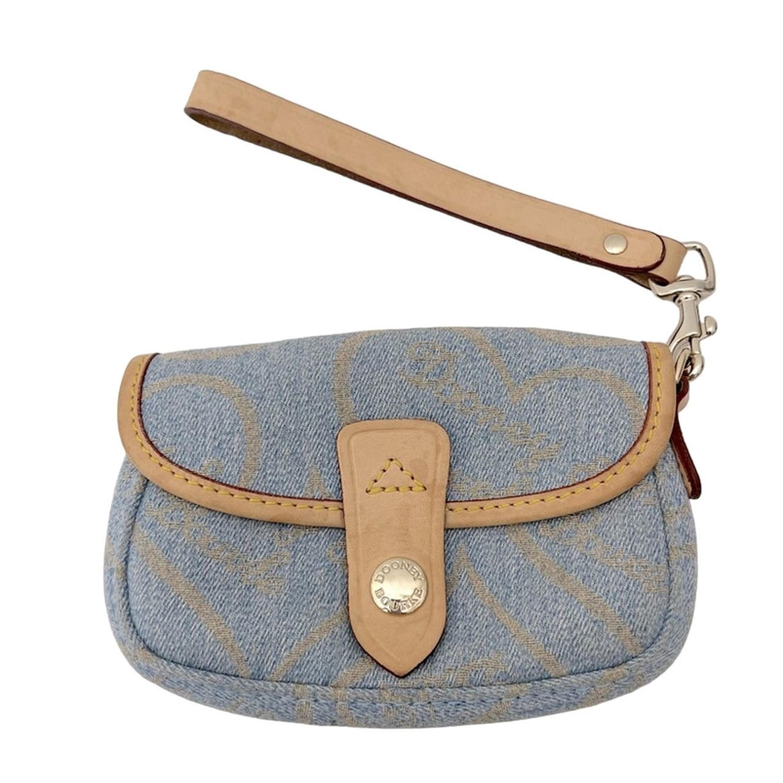 Dooney & Bourke Denim Wristlet Coin Purse Signature Logo Monogram USA Vintage