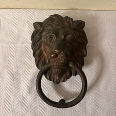 Antique Cast Bronze Lion Head Door Furniture Ring Pull Hearst Castle RARE