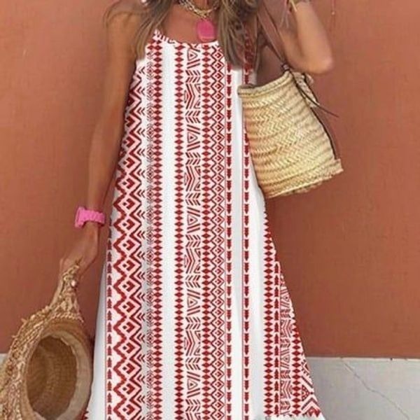 Spaghetti Strap Scoop Neck Smoked Ruffle Boho Maxi Dress