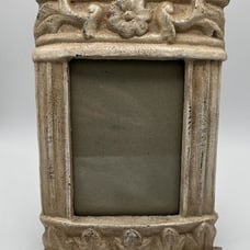 Vintage Cast Iron Shabby Chic Art Nouveau Picture Frame White Heavy 4”x 6”